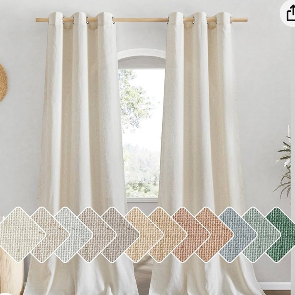 Natural Linen Doorway Curtains - 80 inches Long